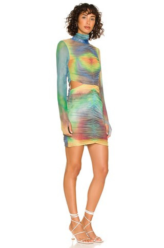 AFRM Sadie Mini Dress in Radial Multi Watercolor from Revolve.com | Revolve Clothing (Global)