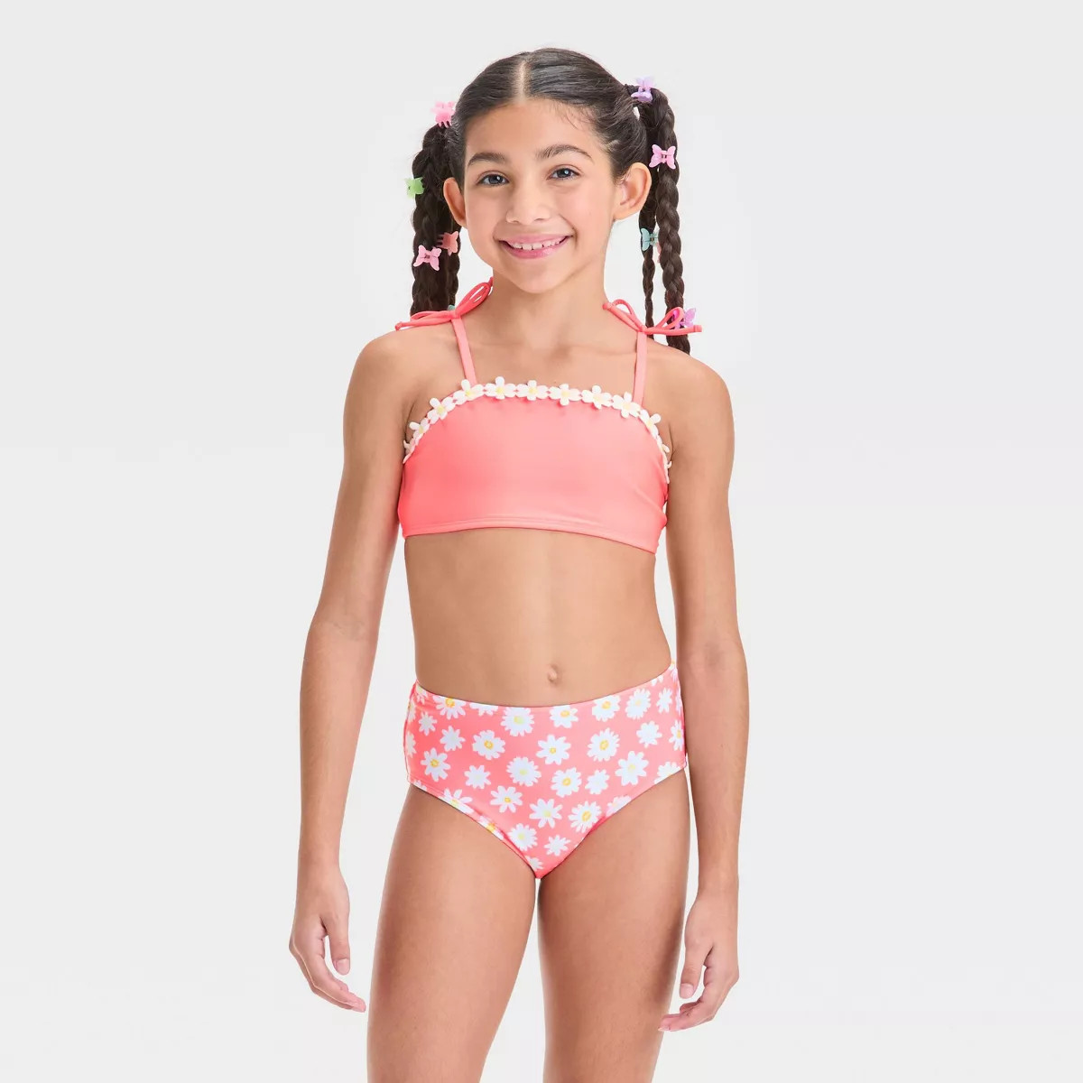 Girls' Simple Daisy Floral Printed Bikini Set - Cat & Jack™ Pink | Target