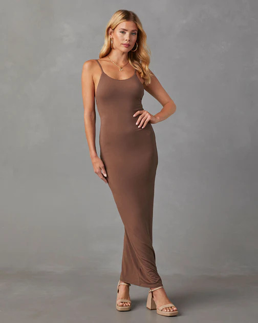 Amiah Low Back Maxi Dress - Taupe | VICI