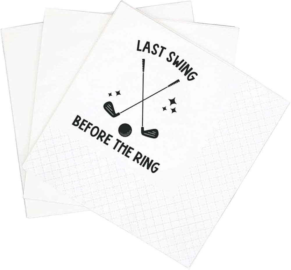 SharkBliss Funny Sarcastic Golf Quotes Cocktail Napkins, 100 Pack Last Swing Before The Ring Cock... | Amazon (US)