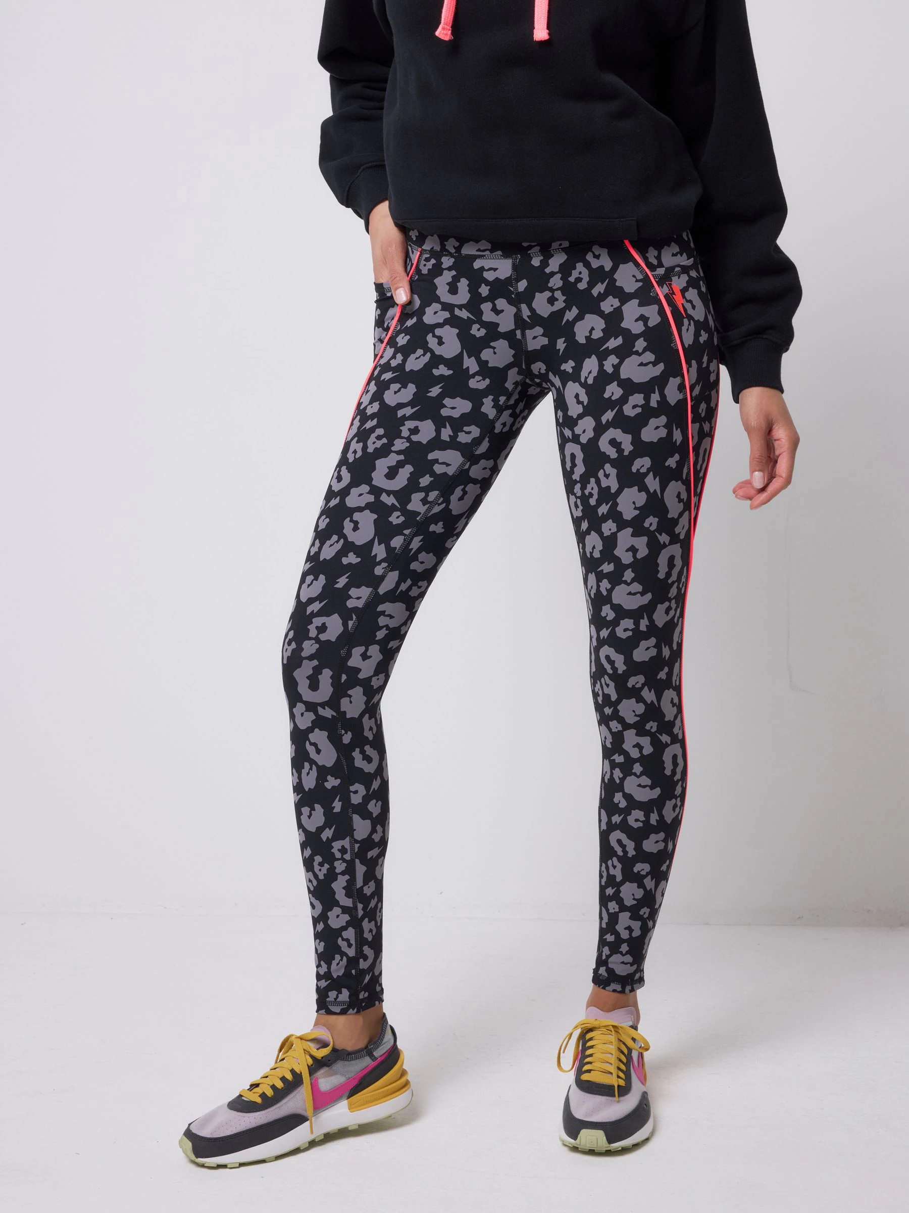SCAMP & DUDE SCAMP & DUDE Black Leopard Full Length Active Leggings with Pockets | Next US