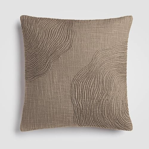 Crane Home Jute Terrain Pillow, 18" x 18", Rich Brown with Natural Jute Embroidery Decorative Throw Pillow with Insert, Handwoven Cotton, Oeko-TEX Certified, Luxury Accent Pillow for Couch or Bedroom | Amazon (US)