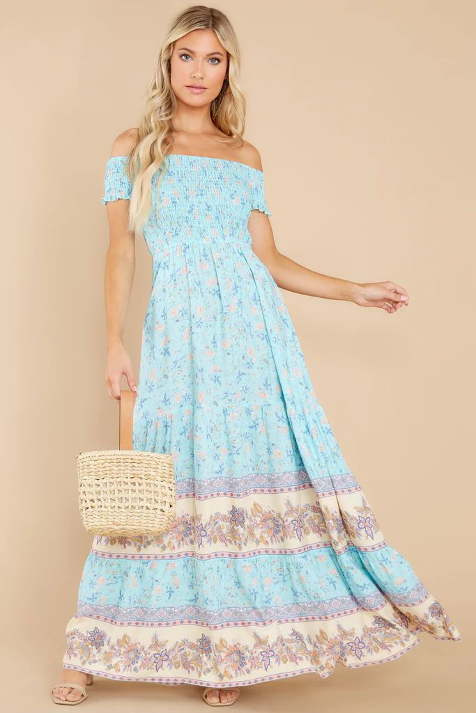 Couldn't Be Sweeter Light Blue Floral Print Maxi Dress | Red Dress 