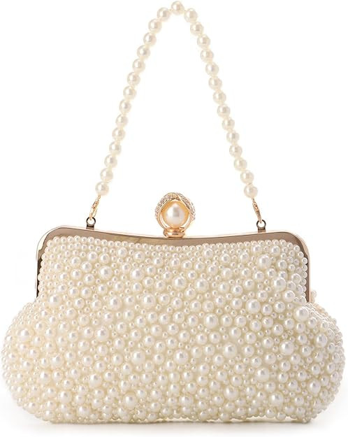 Lanpet Women Pearl Evening Handbags Noble Crystal Beaded Clutch Purse for Wedding Bridal Parites ... | Amazon (US)