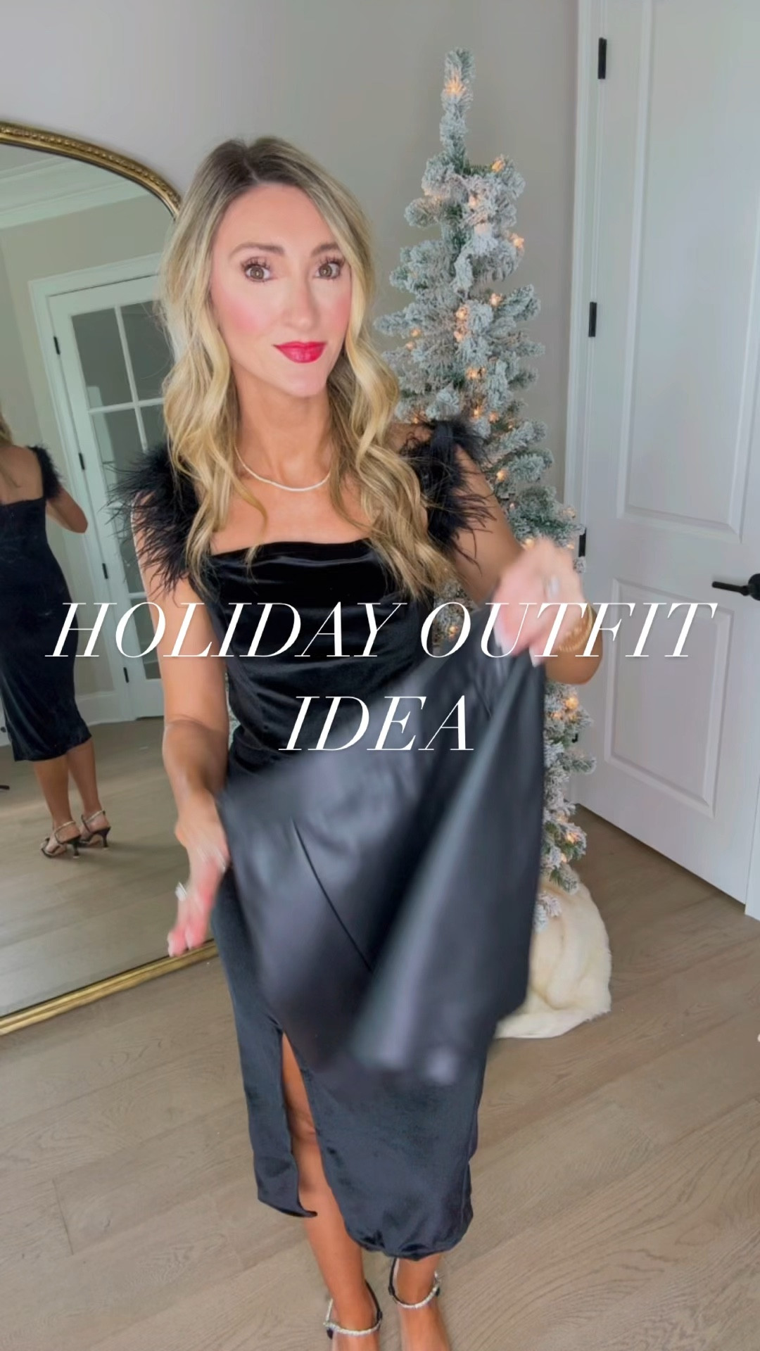 Holiday outfit idea! Faux leather skirt. Red sweater. Christmas party. Event. Date night 

#LTKSeasonal #LTKVideo #LTKHoliday