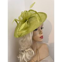 Fascinator Hat Lime Green Saucer Headpiece With Feathers On Hairband, For The Ascot Races Or A Wedding | Etsy (US)
