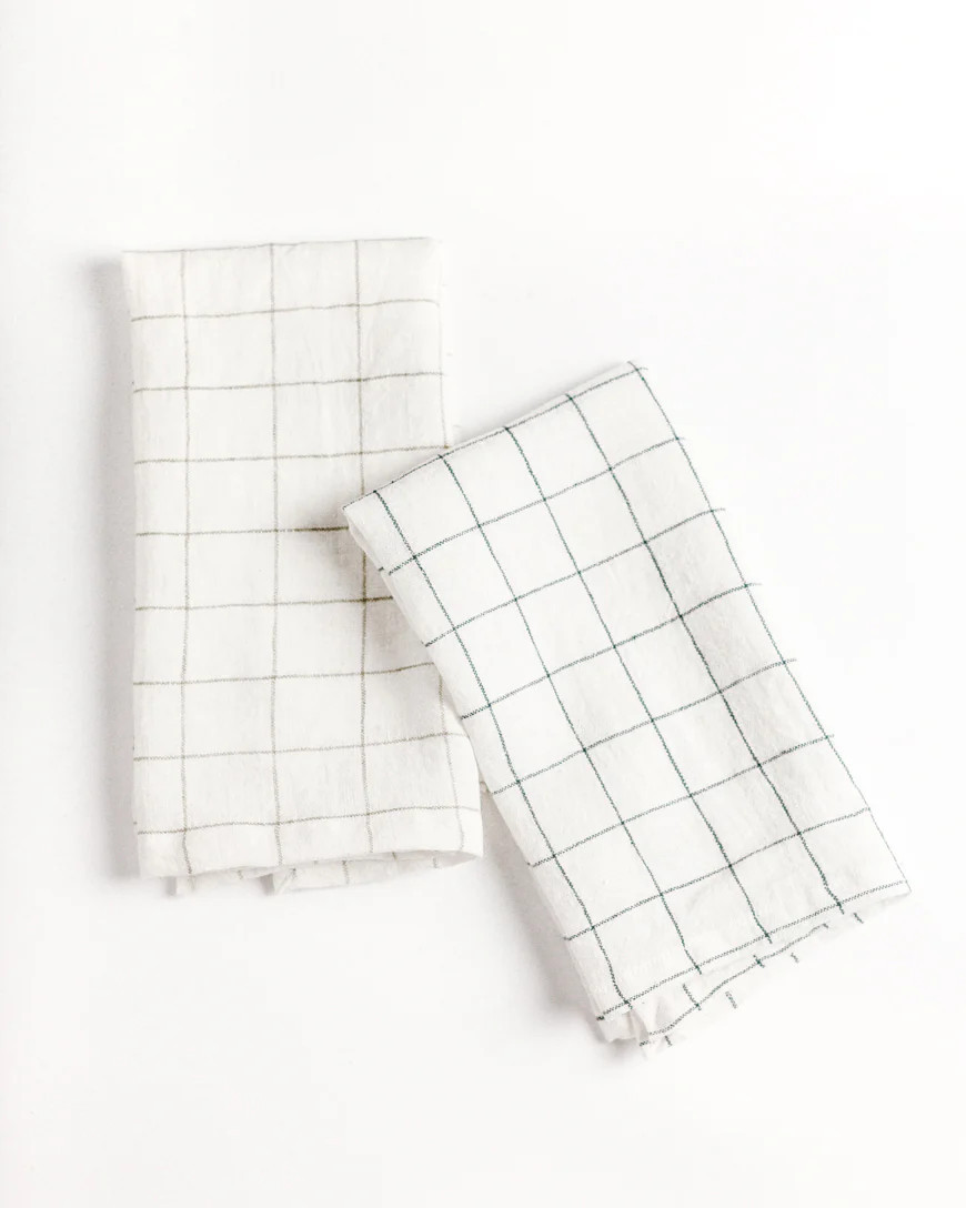 Stone Washed Linen Windowpane Napkins | Creative Women