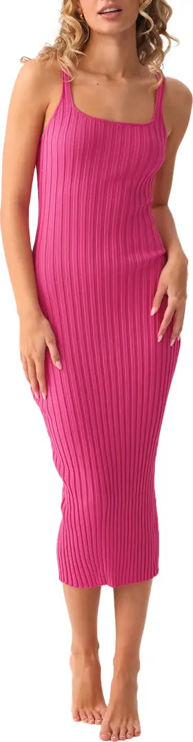 Poppy Rib Cover-Up Midi Dress Hot Pink Dress Fuschia Dress Magenta Dress Pink Midi Dress  | Nordstrom
