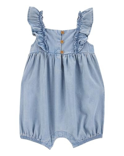 Carter's Baby Girls' Snap Up Cotton Romper (Denim Flutter, 18 Months) | Amazon (US)