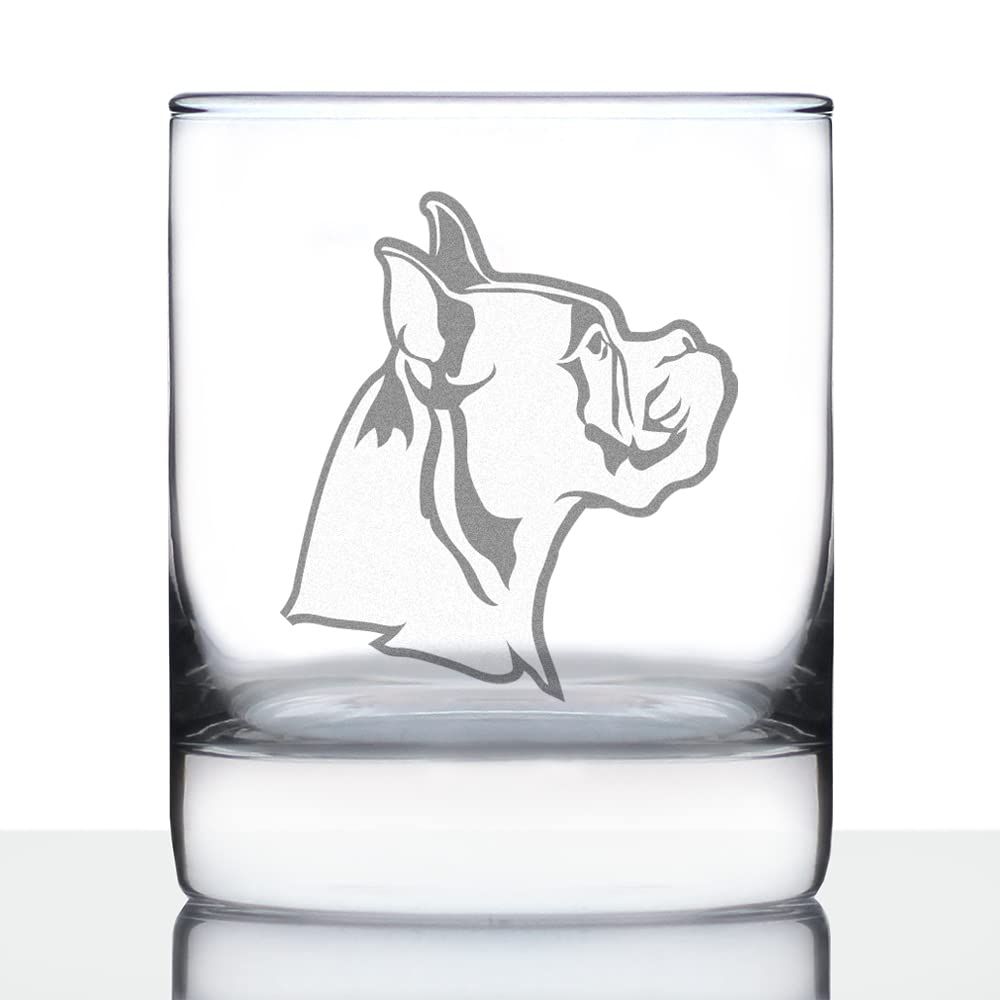 Boxer with Pointed Ears - Whiskey Rocks Glass - Unique Boxer Themed Dog Gifts and Party Decor for... | Amazon (US)