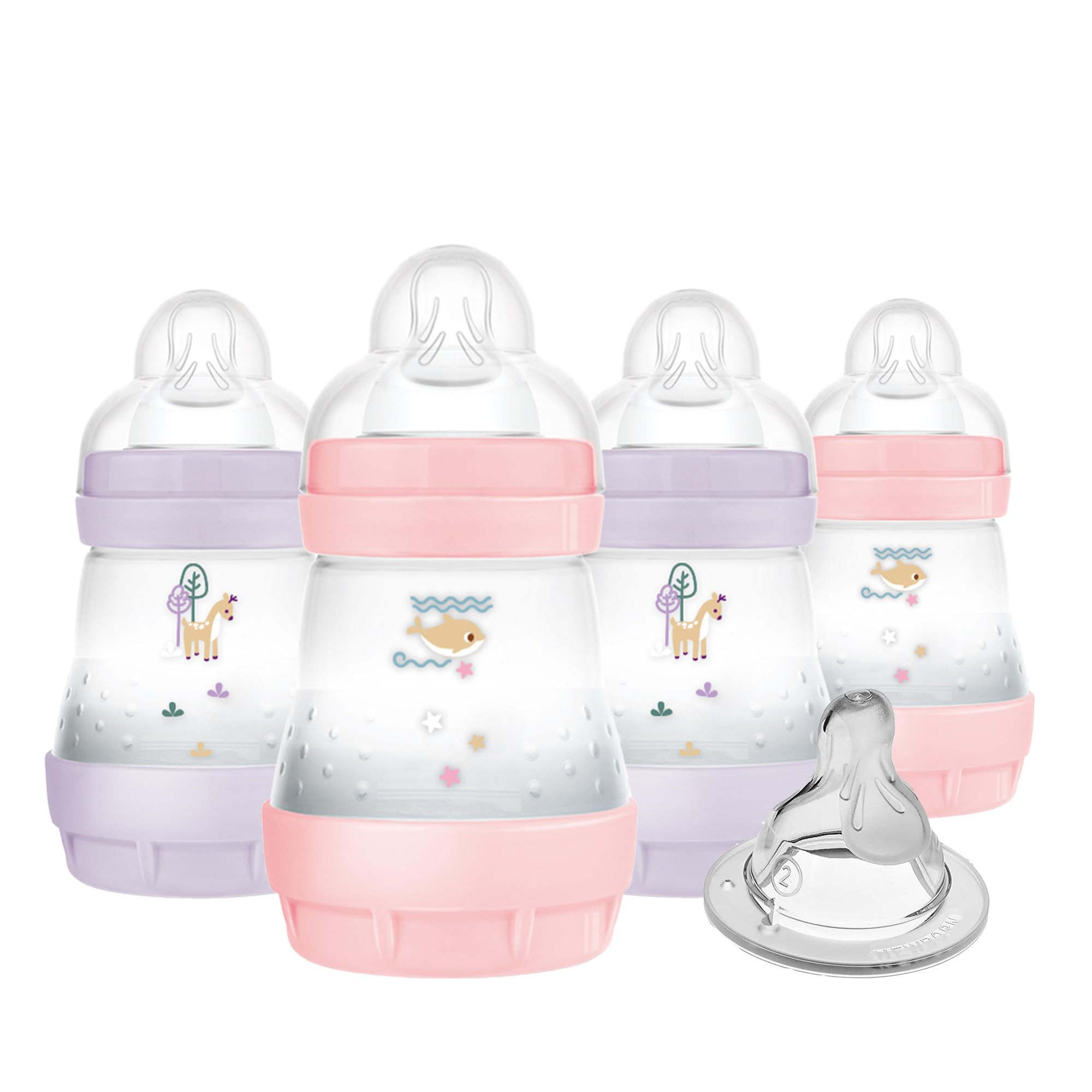 MAM 5oz Easy Start Anti-Colic Baby Bottles, Slow Flow with Bonus Medium Flow Nipple, Reduces Coli... | Amazon (US)