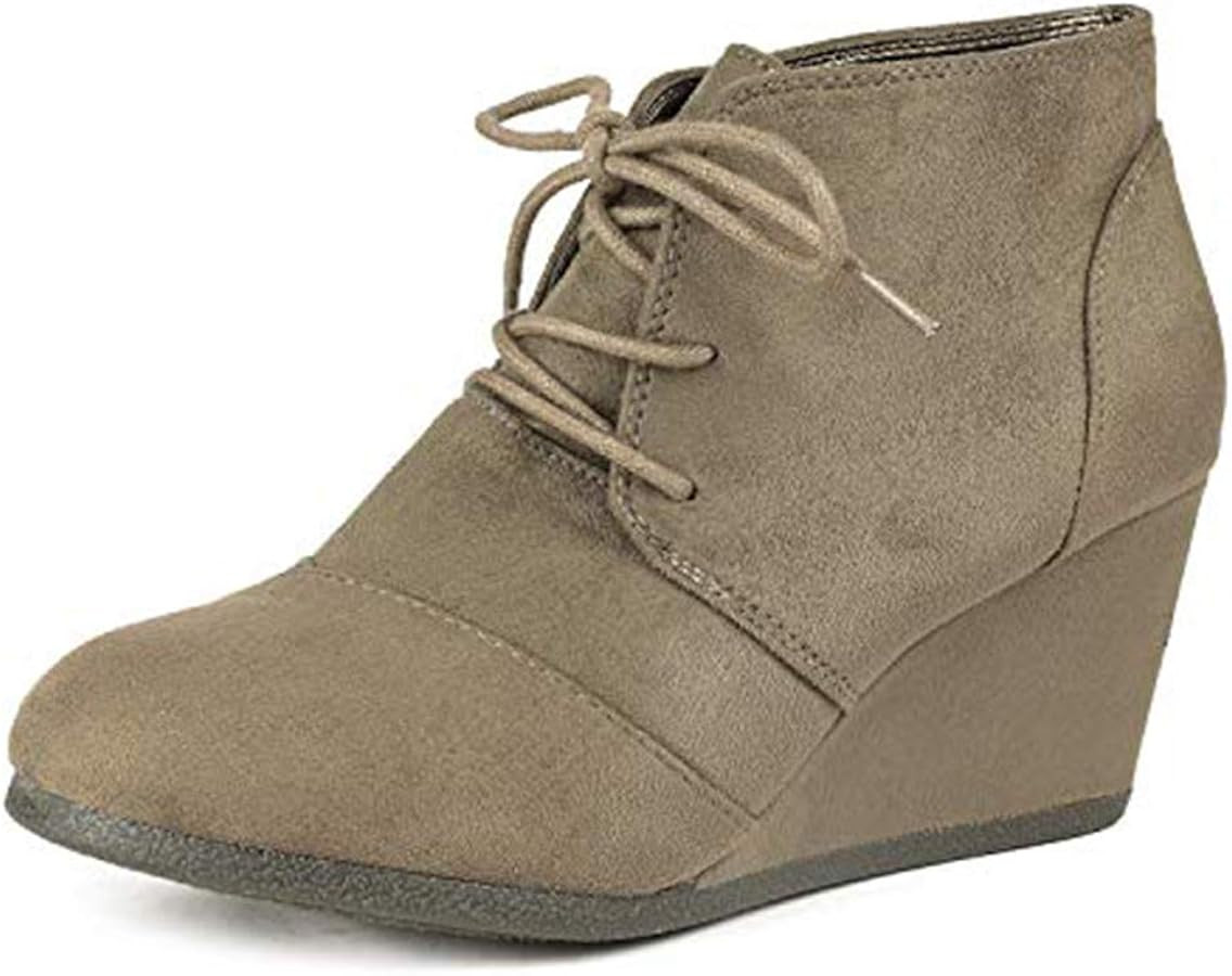 DREAM PAIRS Women's Wedge Boots Casual Fashion Lace Up Low Heel Ankle Booties Shoes | Amazon (US)