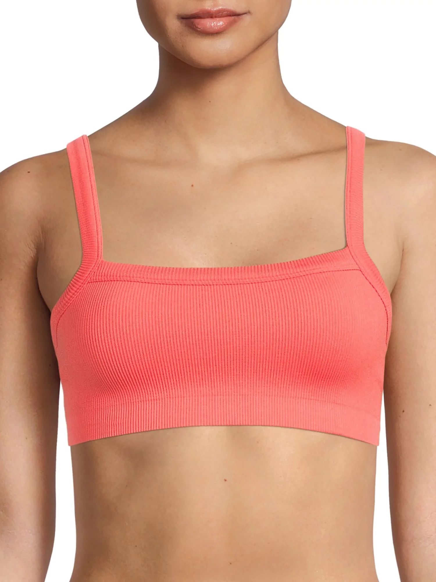 No Boundaries Women's Seamless Square Neck Ribbed Bralette | Walmart (US)