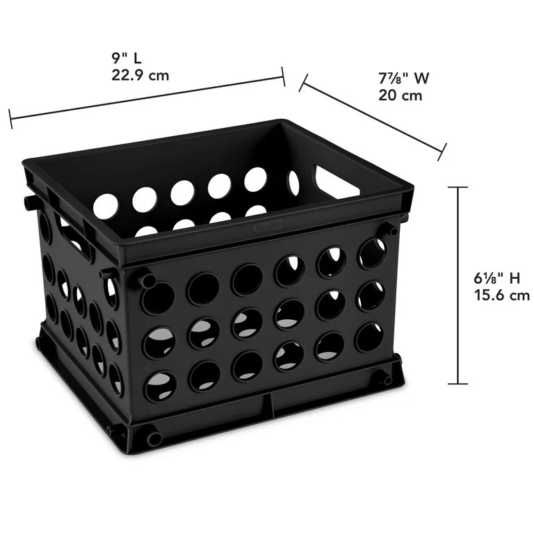 Sterilite Plastic Storage Cube / Mini Crate, 9” L x 7 3/4” W x 6 1/8” H, Black, Back to Col... | Walmart (US)