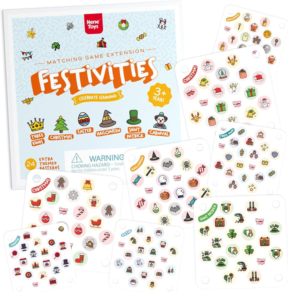 Nene Toys Festivities Memory Game Extension Set - 24 Additional Matching Cards for Christmas, Thr... | Amazon (US)
