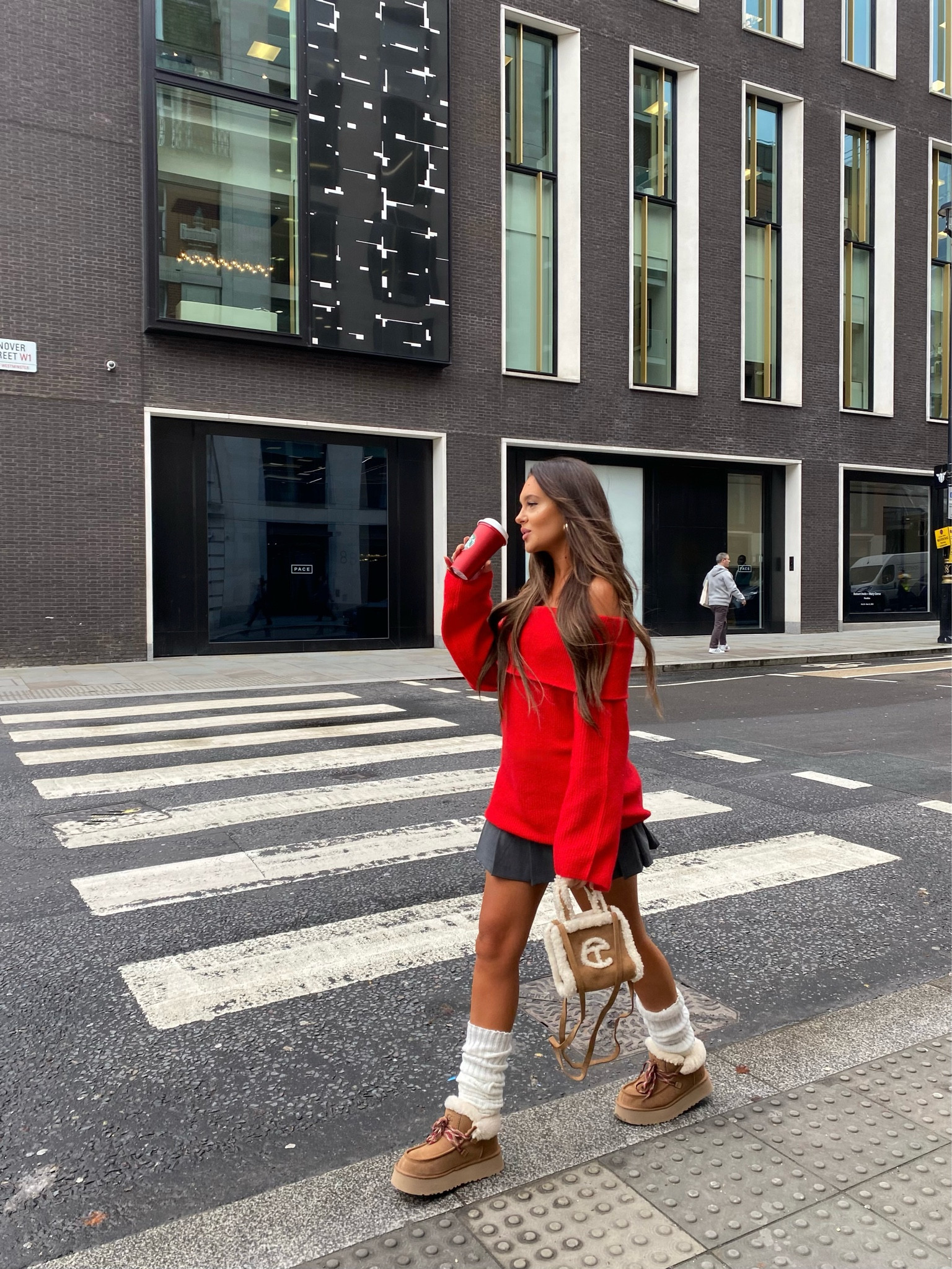 Christmas in london ✨red jumper, H&M, skort, Zara, ugg, Uggs, ugg tazz, bardot jumper, holiday outfit, Christmas outfit, london blogger, London content creator, ugg telfar, leg warmers, pleated skirt 

#LTKHoliday #LTKeurope #LTKstyletip