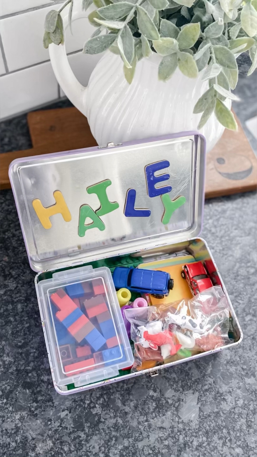 Travel Busy Box perfect to keep kids entertained on-the-go. For waits at restaurants, doctor’s appointments, or just when you’re really far away from your playroom, you’ll be glad you packed one of these boxes in your purse or diaper bag. Fill with items such as miniature legos, flashcards, toy cars, stamps, crayons, magnets, and miniature animal figurines 

#LTKFind #LTKfamily #LTKkids