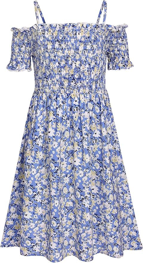 Arshiner Girls Casual Summer Floral Sleeveless Sundress Holiday Cami Dress | Amazon (US)