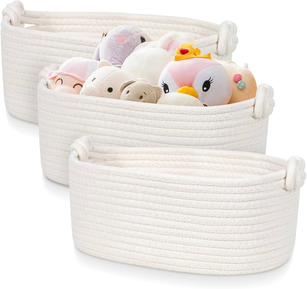 Small Basket for Organizing - Woven Rope Storage Baskets for Shelves - Cat Dog Toy Basket - Cute ... | Amazon (US)