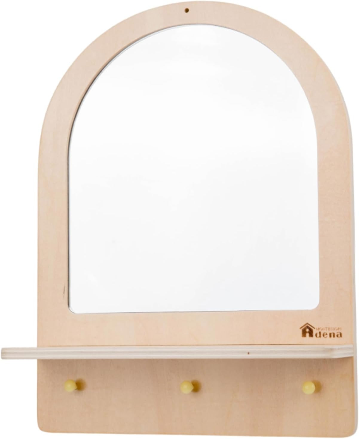 Adena Montessori Toddler Mirror with 3 Hooks, Montessori Furniture Safe Wooden Wall-Mounted Mirro... | Amazon (US)