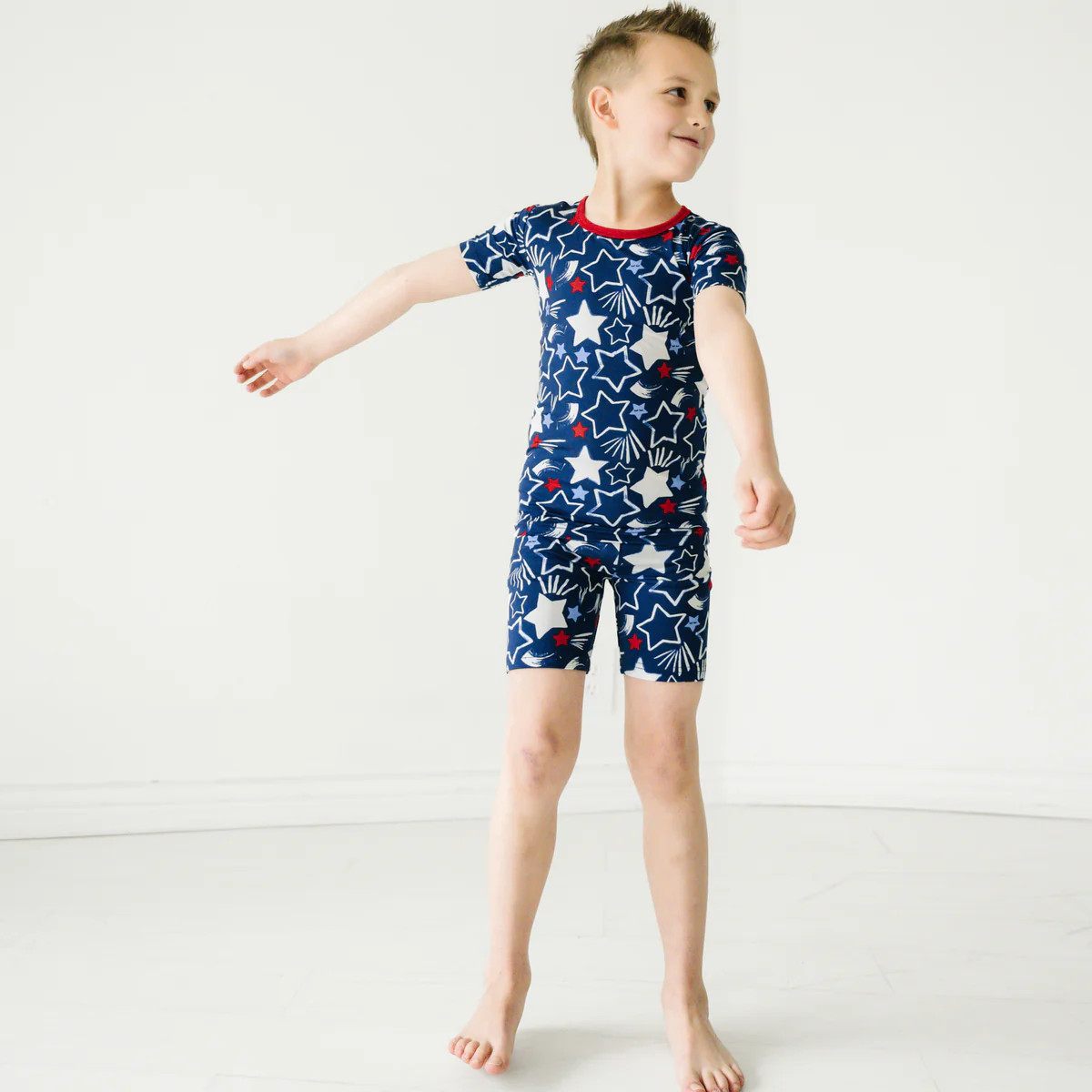 Star Spangled Two-Piece Short Sleeve & Shorts Pajama Set | Little Sleepies