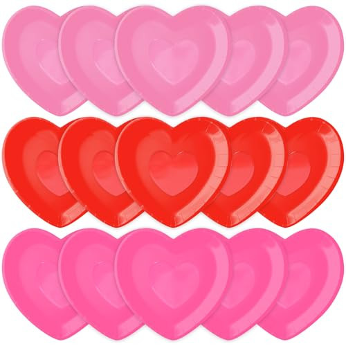 Herytem 24 Pieces Valentine’s Day Heart-Shaped Paper Plates – 7 Inch Love Heart Disposable Dessert Plates for Valentine’s Party, Wedding, Engagement, or Romantic Dinner | Amazon (US)