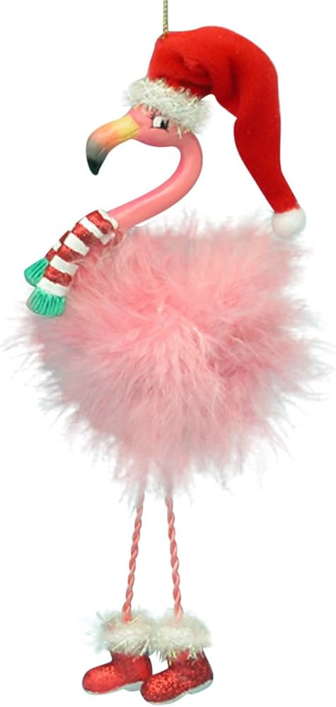 Pink Flamingo in Santa Hat and Feathers Christmas Holiday Ornament | Amazon (US)