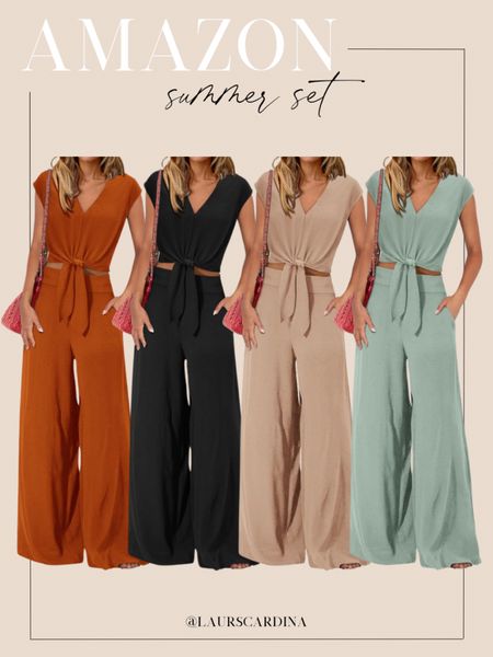 Such a great deal on this two piece tie waist top and wide leg pants. Comes in a bunch of colors. 

Resort wear, spring outfit, summer outfit, Amazon fashion, look for less

#LTKfindsunder50 #LTKstyletip