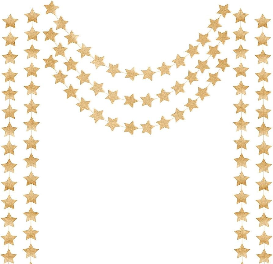 Honbay 2PCS Double Side Glitter Paper Star Garland Christmas Galaxy Banner Christmas Garland - 4 ... | Amazon (US)