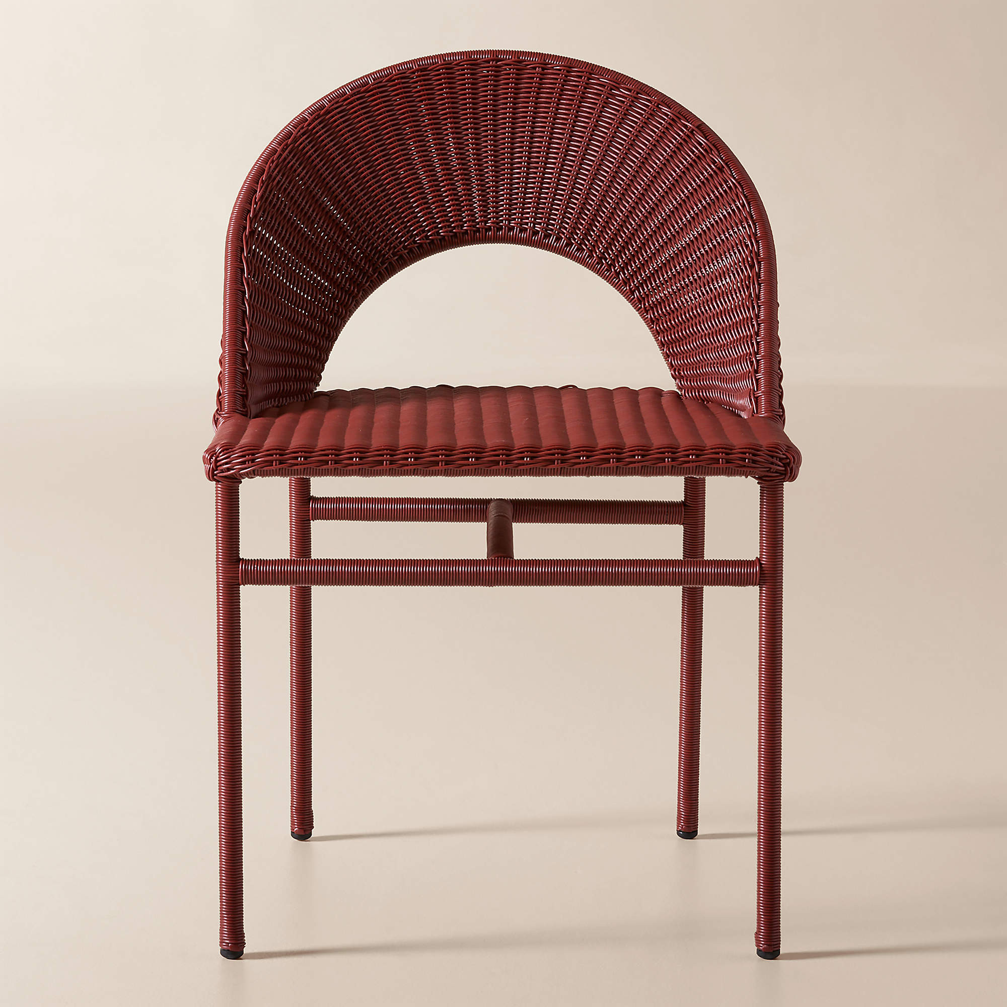 Arly Red All-Weather Rattan Outdoor Dining Chair Set of 4 + Reviews | CB2 | CB2