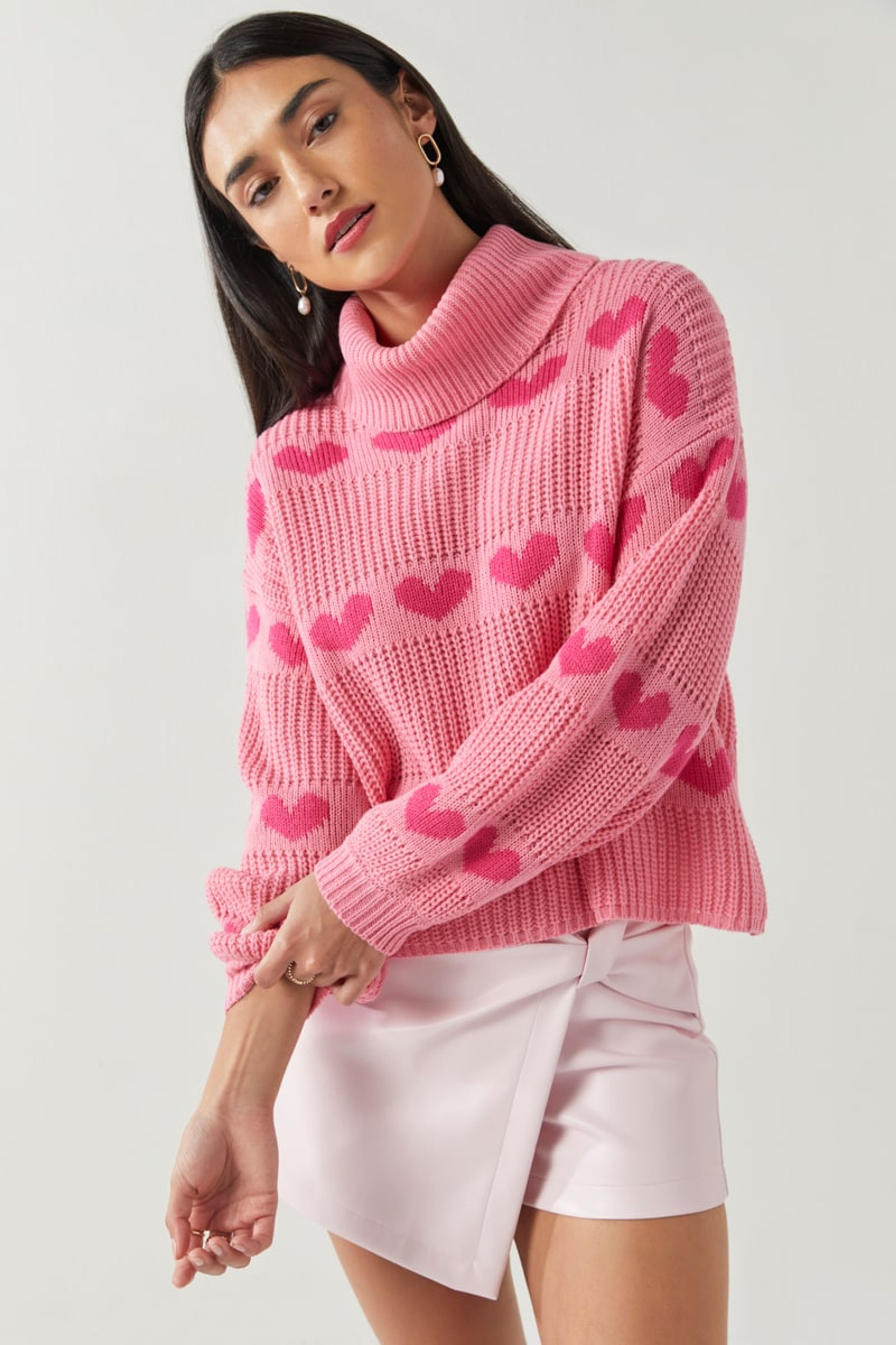 Silvia Hearts Turtleneck Sweater | Francesca's