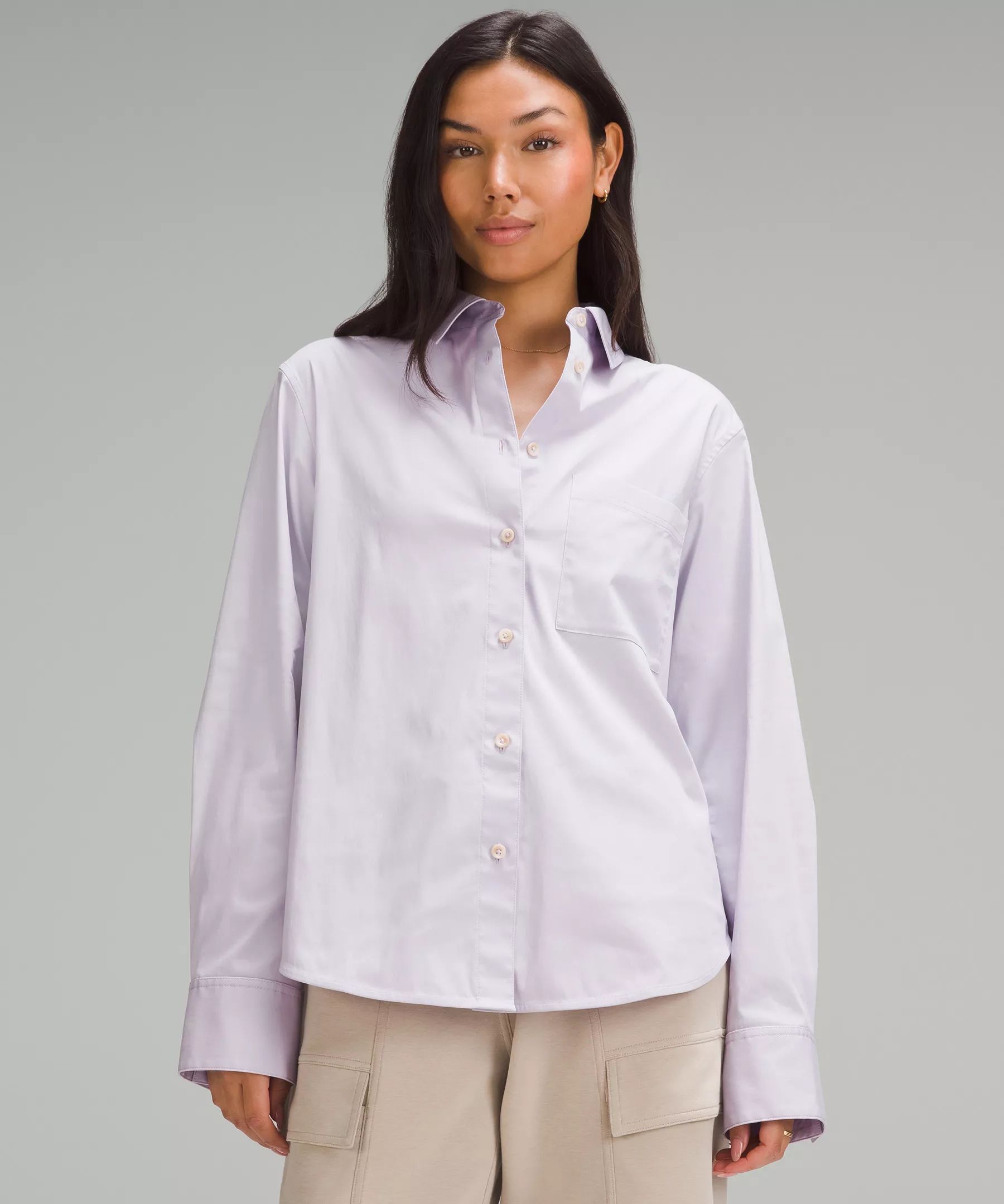 Relaxed-Fit Cotton-Blend Poplin Button-Down Shirt | Lululemon (US)