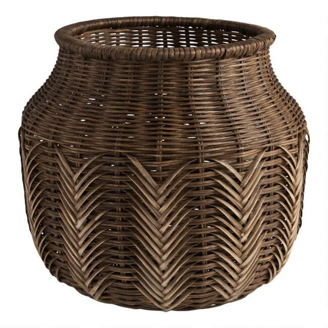 Benji Natural Rattan Chevron Basket | World Market