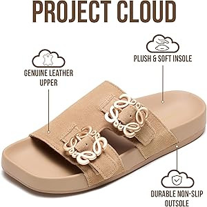 Amazon.com | Project Cloud 100% Genuine Leather Womens Sandals Dressy - Lightweight & Non-Slip Wo... | Amazon (US)