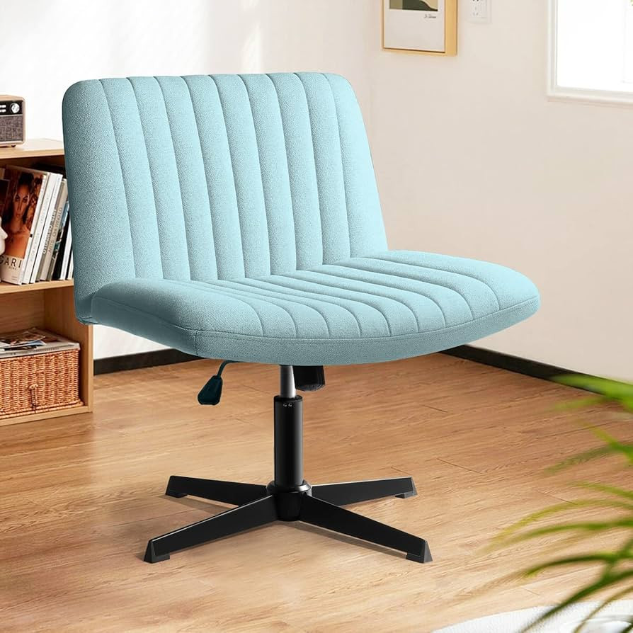 LEMBERI Fabric Padded Desk Chair No Wheels, Armless Wide Swivel Home Office Desk Chair,120°Rocki... | Amazon (US)