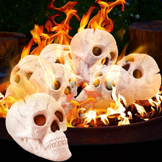Zhehao 6 Pack Ceramic Fire Pit Skulls, 9 Inch Imitated Human Fireproof Skulls Bonfire Accessories... | Amazon (US)