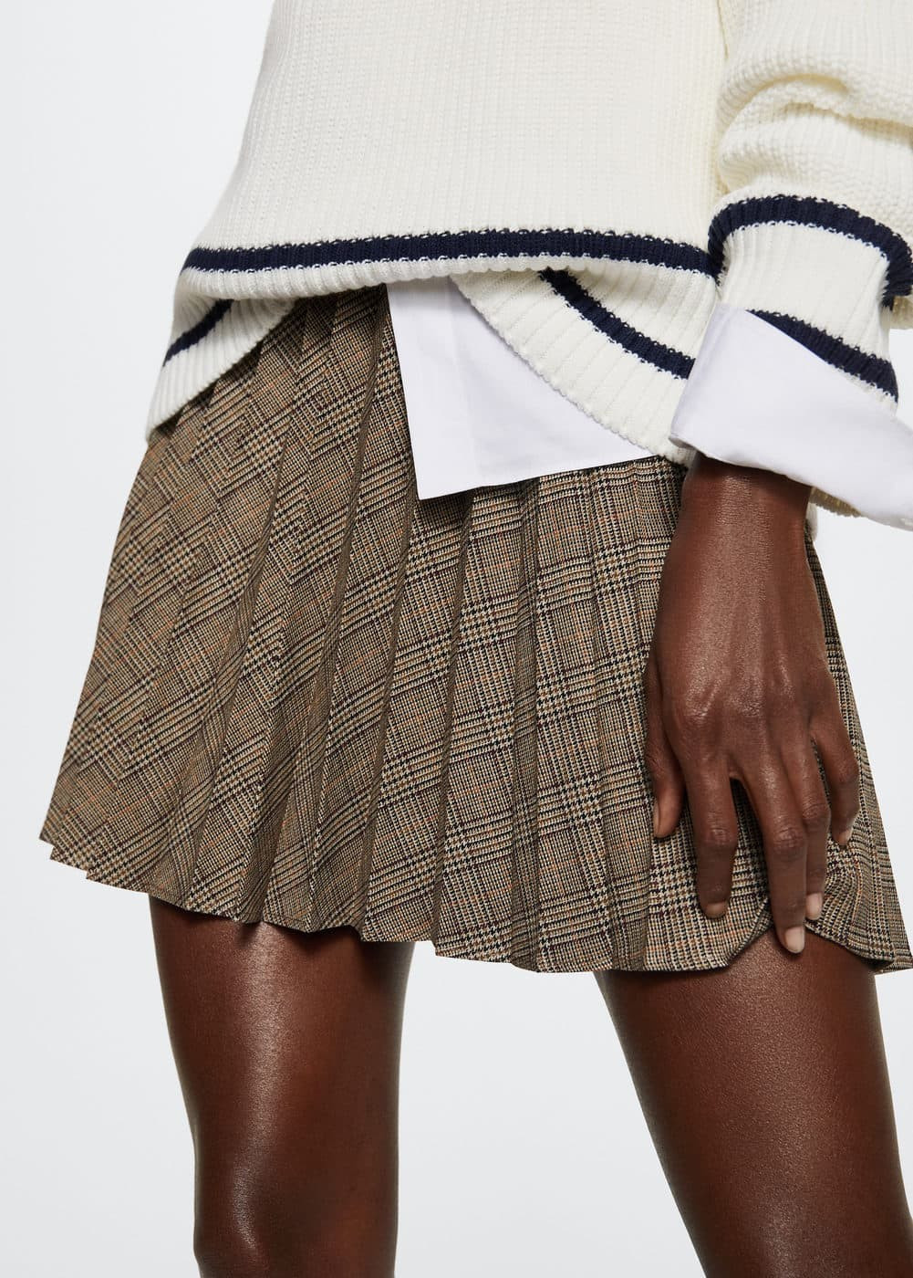 Pleated check skirt -  Women | Mango USA | MANGO (US)