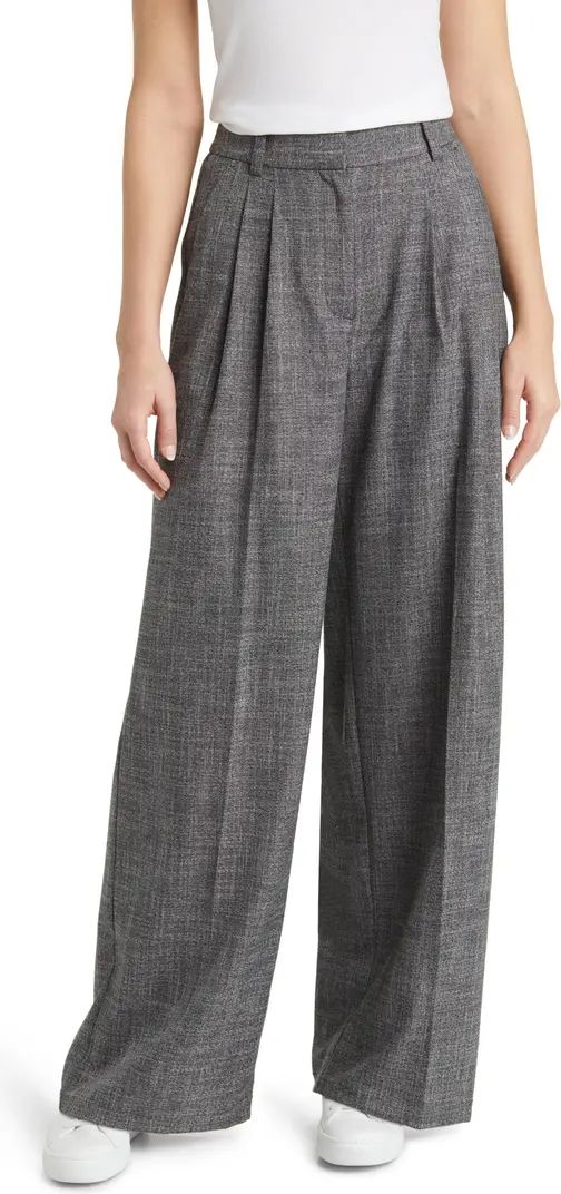 Tweed Pleated Wide Leg Pants | Nordstrom