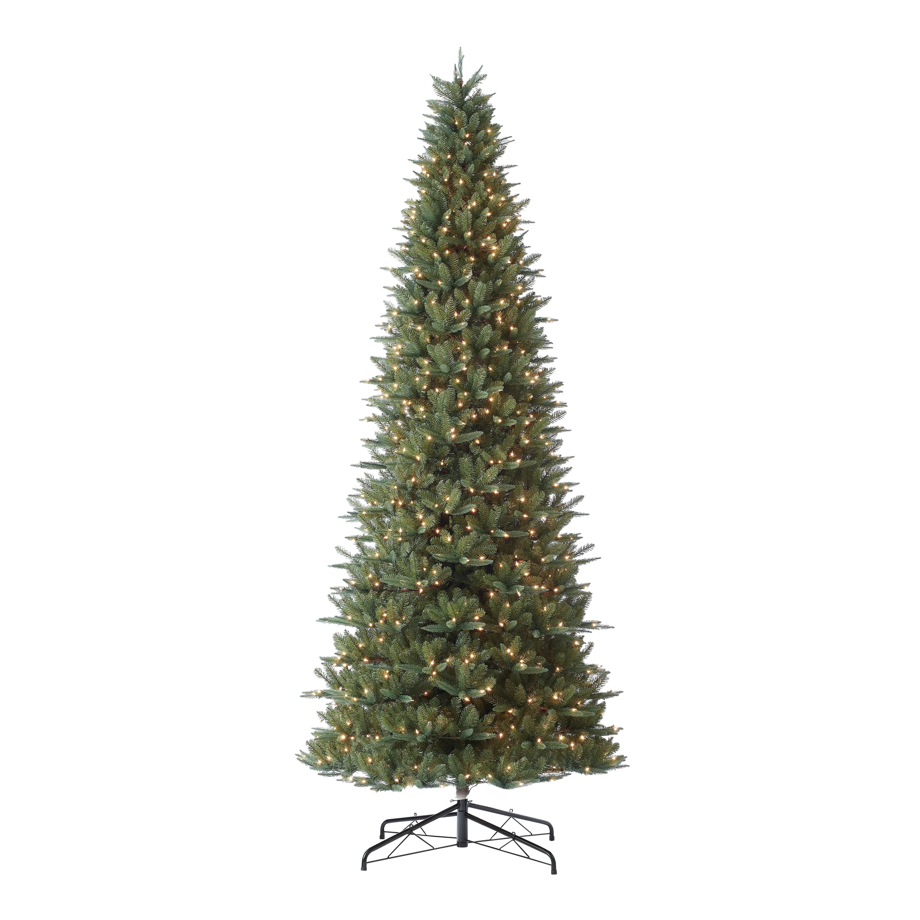 Holiday Time Pre-Lit Rockford Sure-Lit Pole Slim Pine Artificial Christmas Tree, Clear Lights, Gr... | Walmart (US)