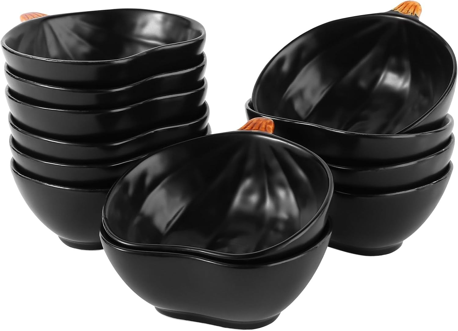 Kolewo4ever 12 Pieces Pumpkin Ramekins Fall Ramekins Ceramic Bowls Pumpkin Bowl 6 oz Oven Safe Ramekin for Thanksgiving Bowl Dip, Sauce, Condiments,Snack (Black) | Amazon (US)