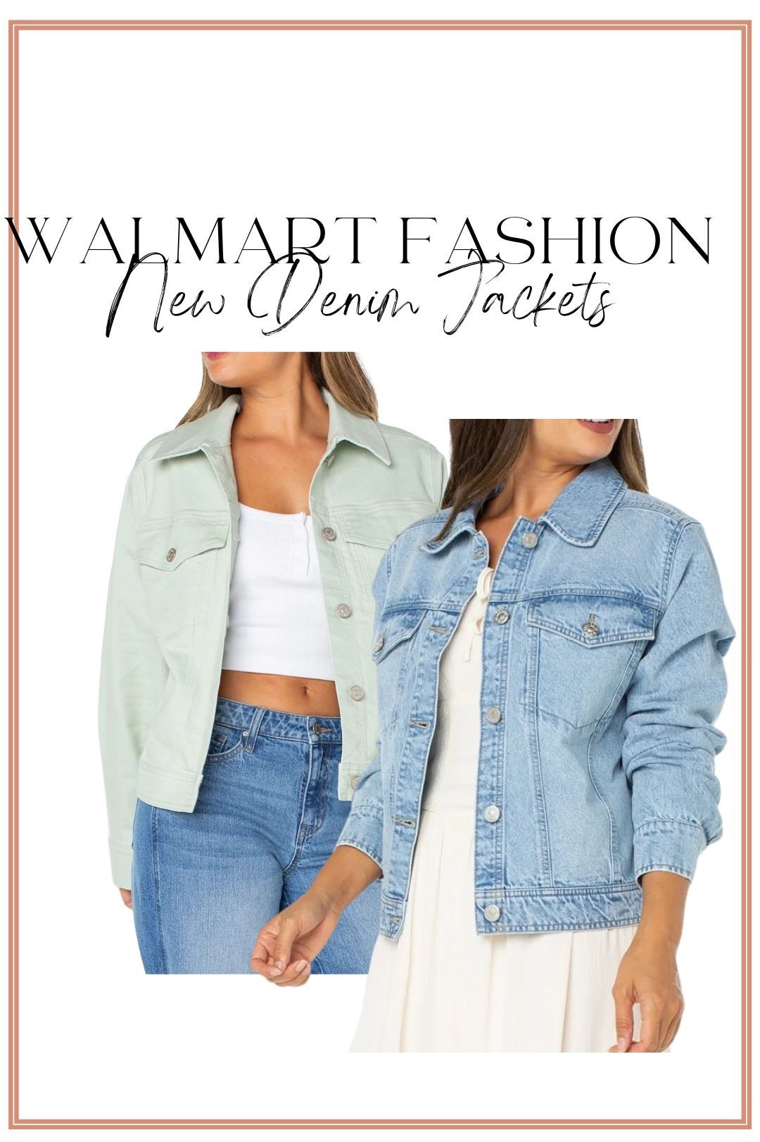 New Walmart fashion finds I’m loving — these new denim jackets are such a good everyday staple! 🤍 The perfect lightweight layer for spring outfits, summer nights, and easy fall transitions. From classic blue denim to fresh neutral shades, these affordable Walmart denim jackets look way more expensive than they are and style effortlessly with dresses, skirts, jeans, and leggings. If you’ve been searching for a budget-friendly jean jacket, this is one you’ll reach for over and over again. I linked all the colors and sizes in LTK so you can shop the look!

#WalmartFashion #WalmartFinds #AffordableStyle #DenimJacket #JeanJacketStyle #SpringOutfits #EverydayFashion #BudgetStyle #WalmartOutfits #CasualChic #LTKfinds
