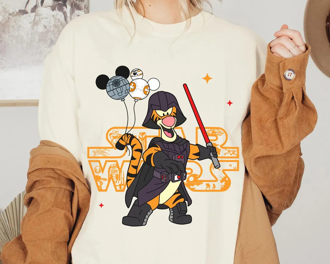 Tigger Costume Darth Vader Comfort Colors Shirt, Winnie the Pooh T-shirt, Disney Star Wars Shirt,... | Etsy (US)