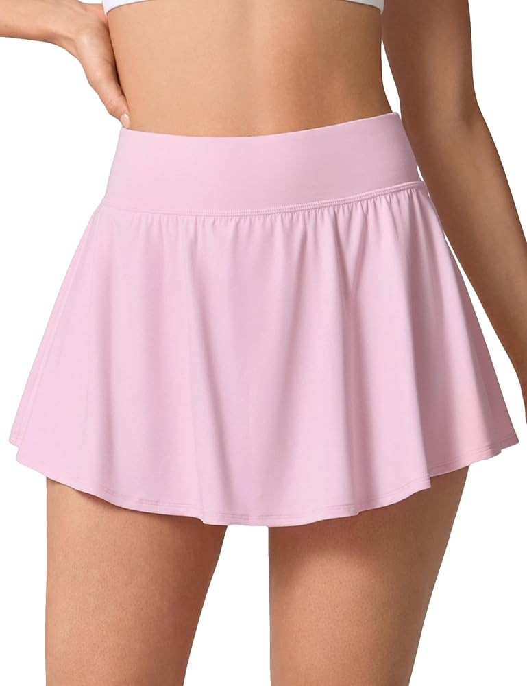 Hugluxe High Waisted Flowy Tennis Skirt for Women with Inner Pockets Athletic Skort for Running G... | Amazon (US)