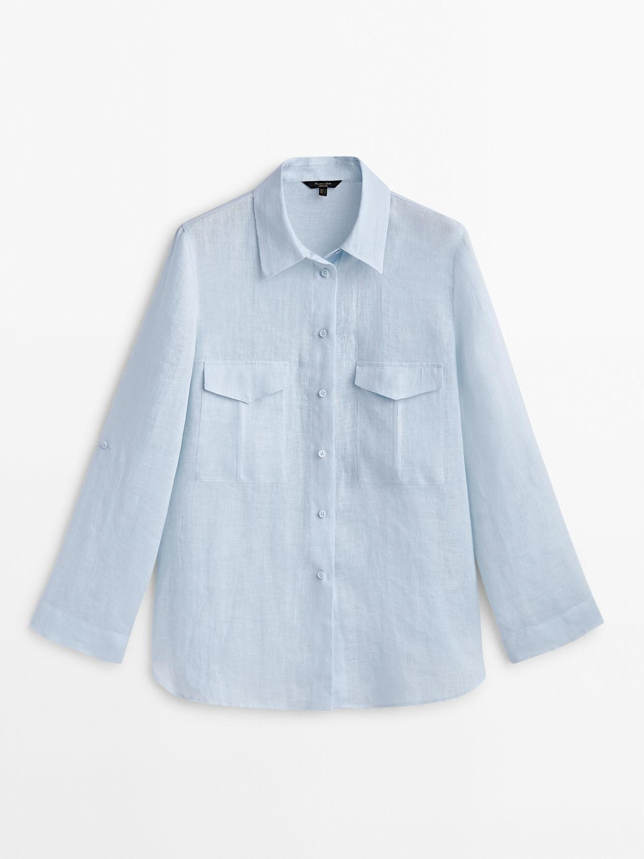 100% linen shirt with pockets | Massimo Dutti DE