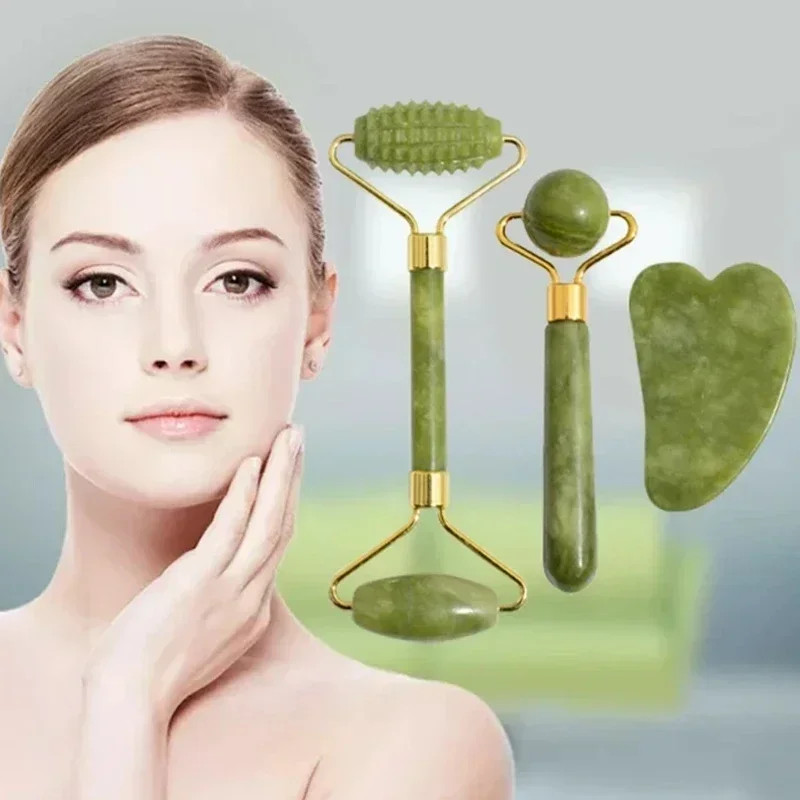 Natural Jade Roller & Gua Sha Set – Face, Neck & Eye Massage Tool | Shop.app