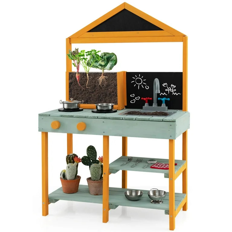 Infans Kids Kitchen Playset Outdoor Mud Kitchen with Root Viewer Planter Removable Sink | Walmart (US)