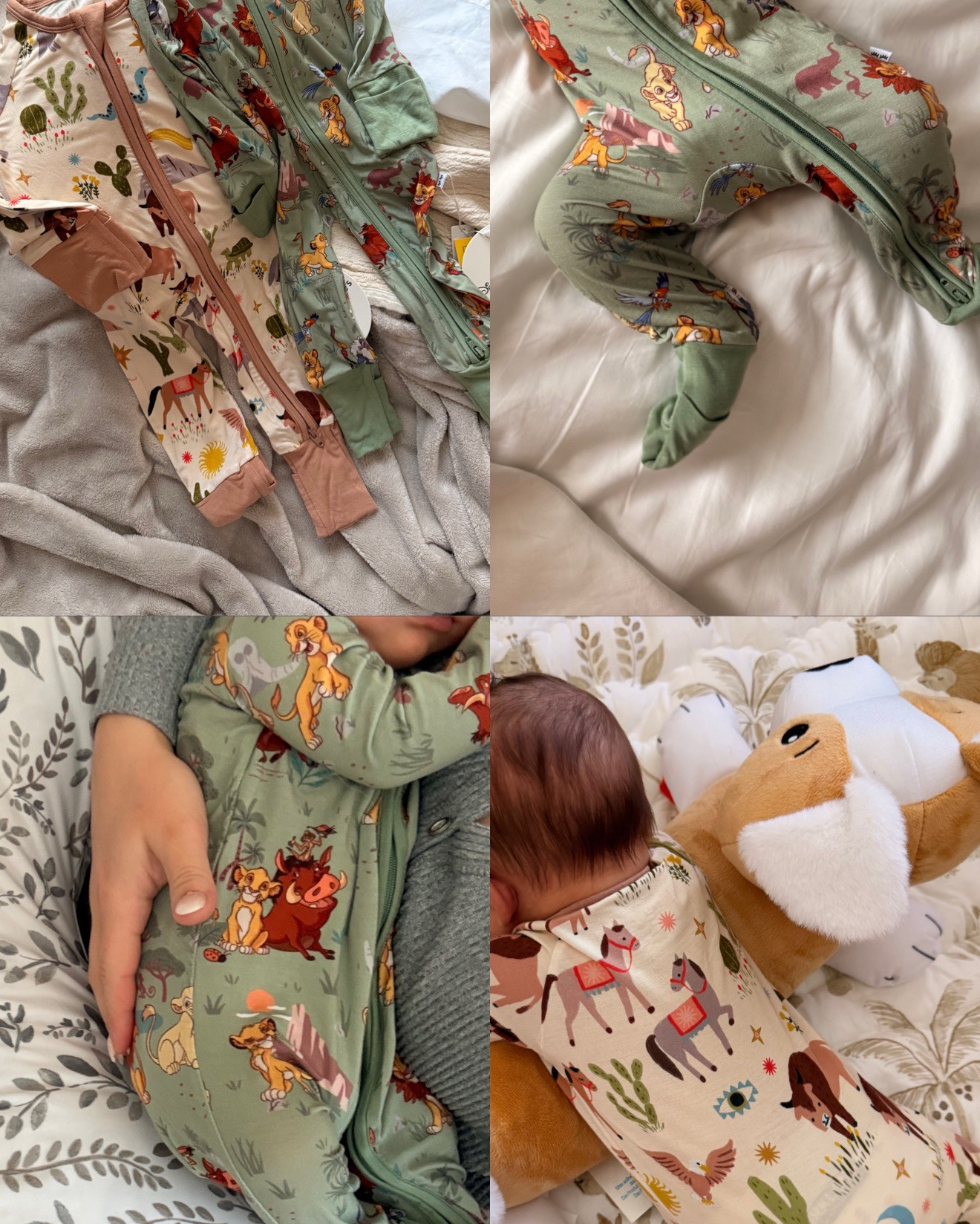 Disney onesies with two way zipper and hand and foot covers 🦁
Bamboo onesies 
Cotton onesies  

#LTKBaby