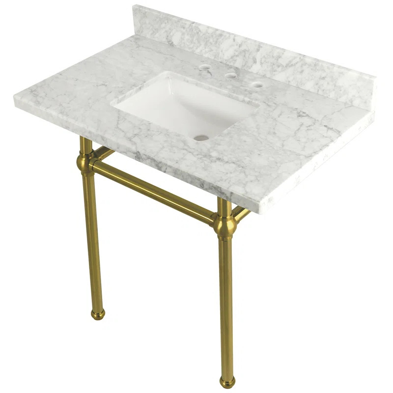 Carrara 36'' Free-standing Single Bathroom Vanity with Marble Vanity Top | Wayfair North America