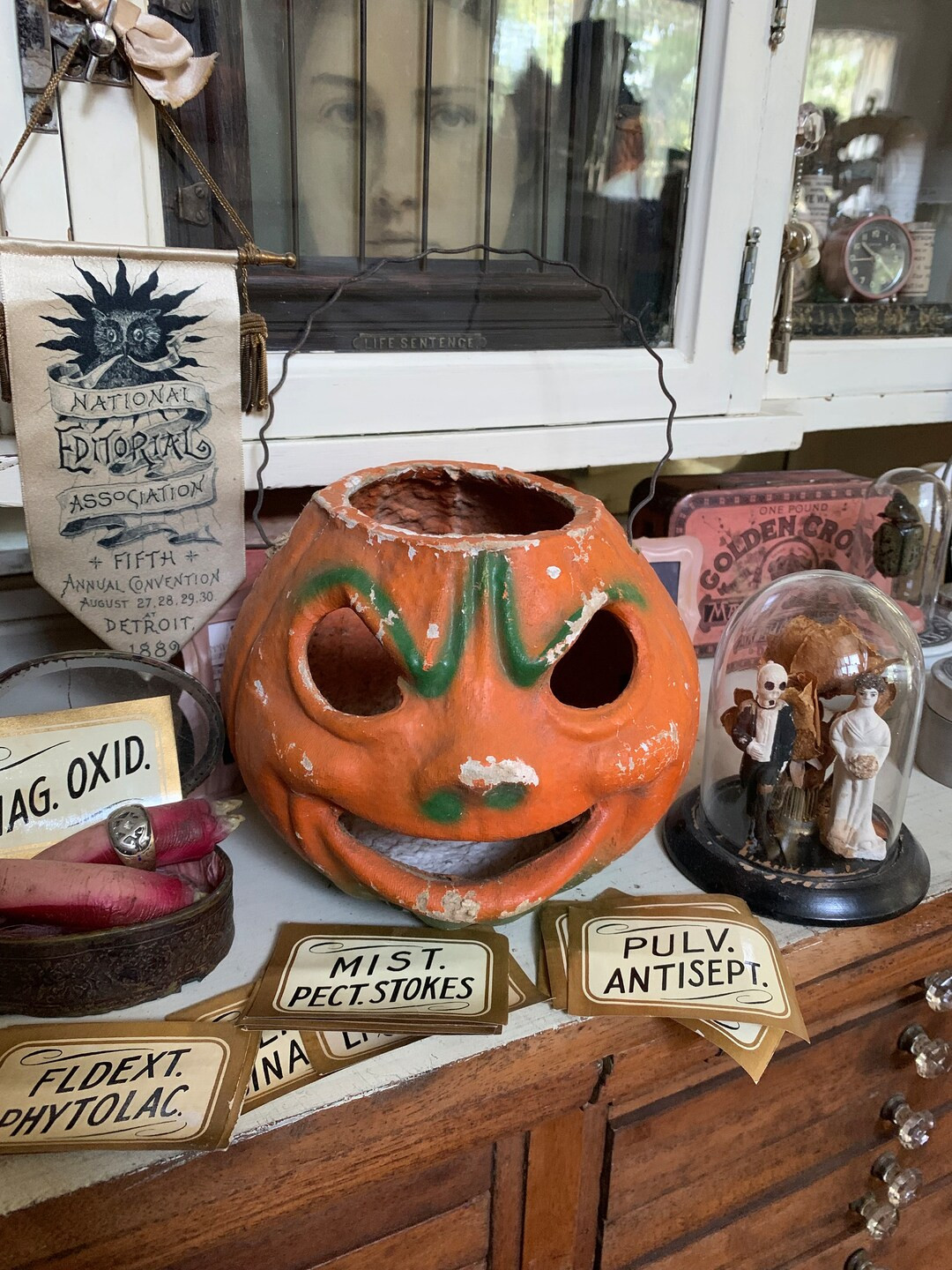 Hes A Little Nightmare Vintage Worn Mache Jack O Lantern Pail - Etsy | Etsy (US)
