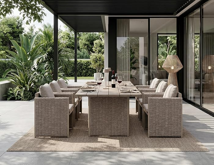 PURPLE LEAF 7 Pieces Patio Dining Furniture Set Modern Outdoor Furniture Set Aluminum Dining Tabl... | Amazon (US)